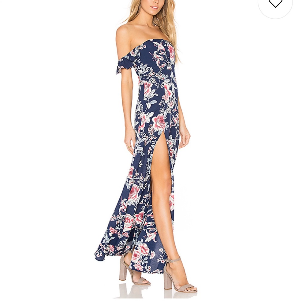 Flynn Skye Off Shoulder Maxi Dress in Rosy Water